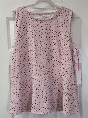 Elle Stylish Pink Polka Dot Peplum Top